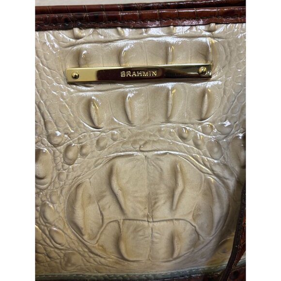 Brahmin Shoulder Purse In Bone & Brown Croc Embossed Leather - Picture 6 of 9